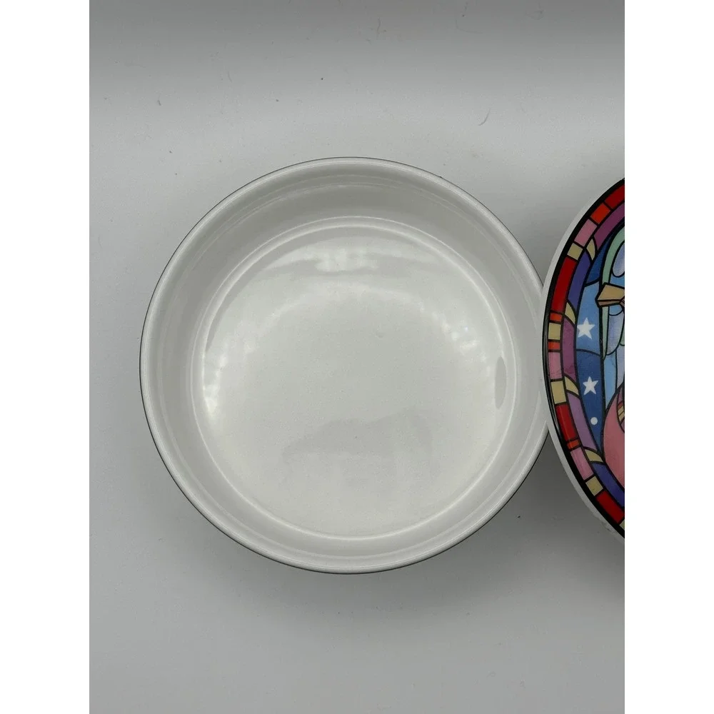 Mikasa Herald Angel Trinket Box Dan Scannell FX078 Stained Glass Ceramic Japan